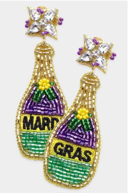 Champagne, Mardi Gras earring