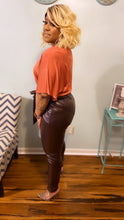 Load image into Gallery viewer, Burgundy Faux Leather Pants