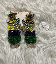 Load image into Gallery viewer, Daiquiri cup blinged out Mardi Gras earrings