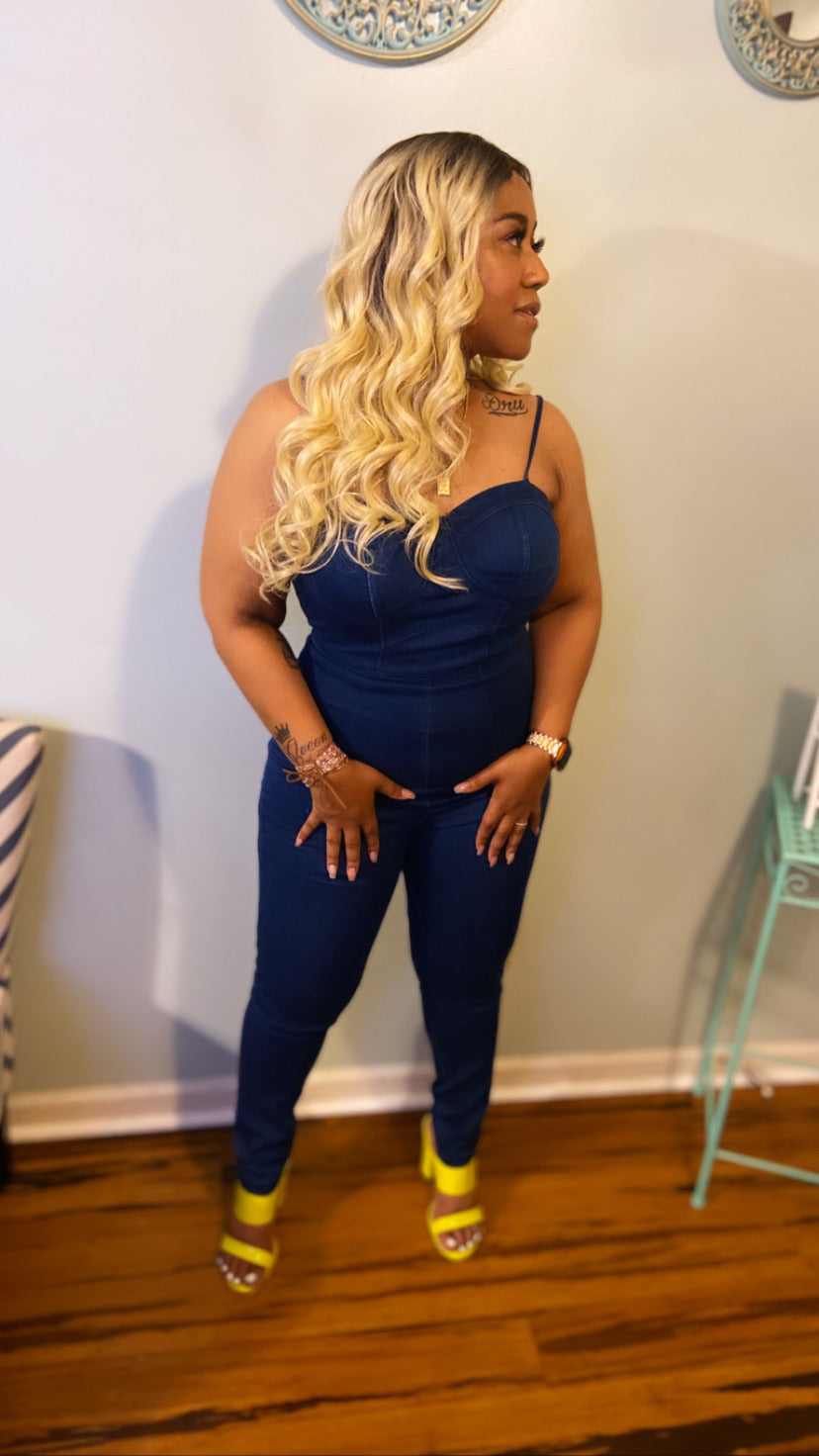 Sleeveless Denim Jumpsuit