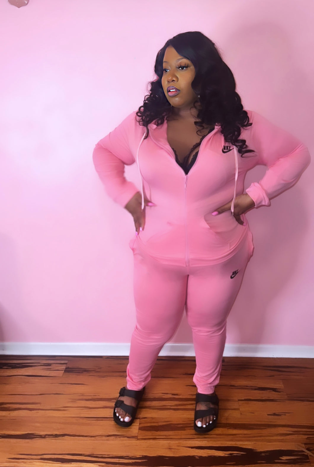 Light pink jogger set hot sale